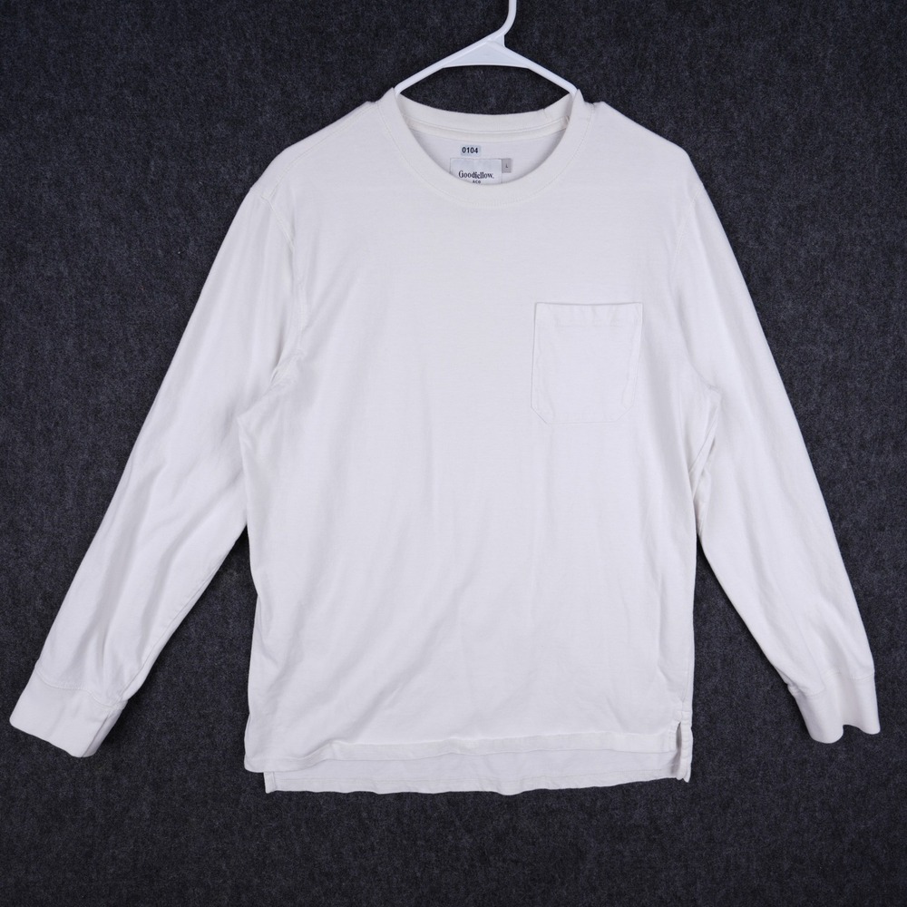 Goodfellow & Co Long Sleeve Pocket T-Shirt Mens Size L Off-White Excellent Solid